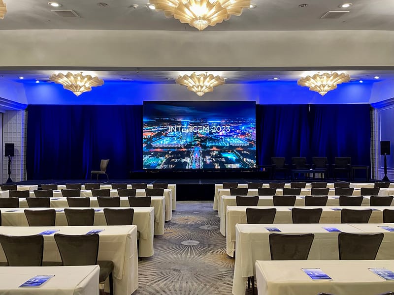 11' x 20' LED Video wall in a general session for a conference.